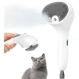 Euqvunn Katzenbürste mit Dampf mit Auslöseknopf, [Ultra-Leises Design/Komfort-Griff] Pet Dampfbürste Katze Steamy Brush Hundebürste Wiederaufladbar Katzen mit Spray für Katzen, Hunde, Kaninchen