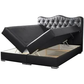 Fun Möbel Boxspringbett Schlafzimmerbett SULTAN Kunstleder Anthrazit 160x200cm - Schwarz