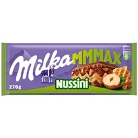 Milka Nussini 1 x 270g I Großtafel I Alpenmilch-Schokolade I mit Waffel, Haselnüssen und Haselnusscréme I Milka Nuss-Schokolade aus 100% Alpenmilch I Tafelschokolade