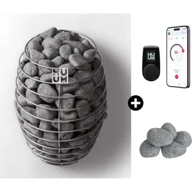 HUUM Drop 9 Saunaofen 9 kW + UKU WiFi Saunasteuerung und 60 kg Saunasteine