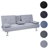 Mendler 3er-Sofa HWC-F60, Couch Schlafsofa Gästebett, Tassenhalter verstellbar 97x166cm ~ Textil, hellgrau