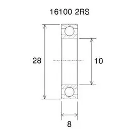 Blackbearing Black bearing Kugellager, B5 16100-2RS 10 x 28 x 8