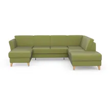 sit&more Wohnlandschaft SIT & MORE "Visby U-Form", grün, B:303cm H:87cm T:213cm, Sofas, Wohnlandschaft, wahlweise mit Bettfunktion und Stauraum, frei im Raum stellbar