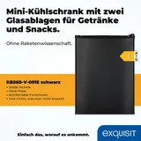 GGV Exquisit Exquisit Mini-Kühlschrank, Kühlschrank klein, 50 Liter, 45 cm Breite, LED-Innenbeleuchtung, Temperaturregelung, KB560-V-091E schwarz