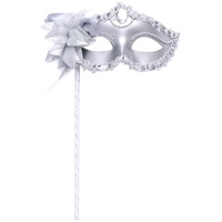 SUPVOX 3 Stück Maskerade Halloween Karneval Party Maske Hand Held Maske Prom Prinzessin venezianische Maske Abschlussfeier Party Silber Maske mit Stab
