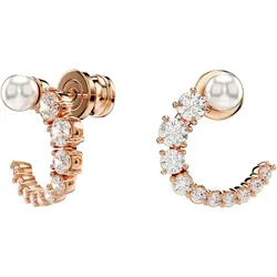 Paar Creolen SWAROVSKI "Schmuck Geschenk Matrix Ohrringe, 5692260, 5692264", weiß (roségoldfarben, kristallweiß, weiß, kristallweiß), Ohrringe, Damen, Metall-Perlen, Metall, Perlen, mit Swarovski Zirkonia (synth.) - mit Swarovski Perle