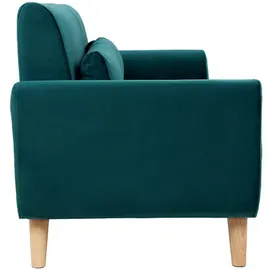 miliboo Skandinavisches Sofa 3-Sitzer Samt Petrolblau EKTOR