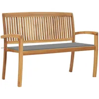 VidaXL Stapelbare Gartenbank mit Auflage 128,5 cm Massivholz Teak