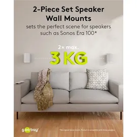 goobay Wandhalterung für Sonos Era 100, / Lautsprecher-Wandhalter bis 3kg / Schwenkbar & Neigbar/weiß / 71982