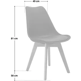 Svita MATS 2er Set Esszimmerstühle Küchenstühle Holz Lehne Kunstleder Grau