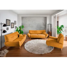 Home Affaire Polstergarnitur HOME AFFAIRE "Drago elegant und zeitlos, komfortabel, moderne Formensprache", gold, H:81cm T:90cm, 100% Polyester, Sitzmöbel-Sets, Set 3-2-1, bequem, versch. Stoffe, inkl. 2 Zierkissen