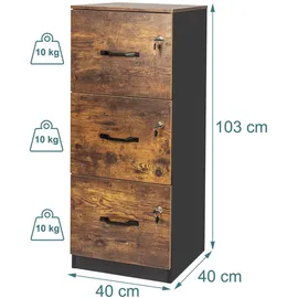 Relaxdays Aktenschrank 103 x 40 x 40 cm schwarz/braun