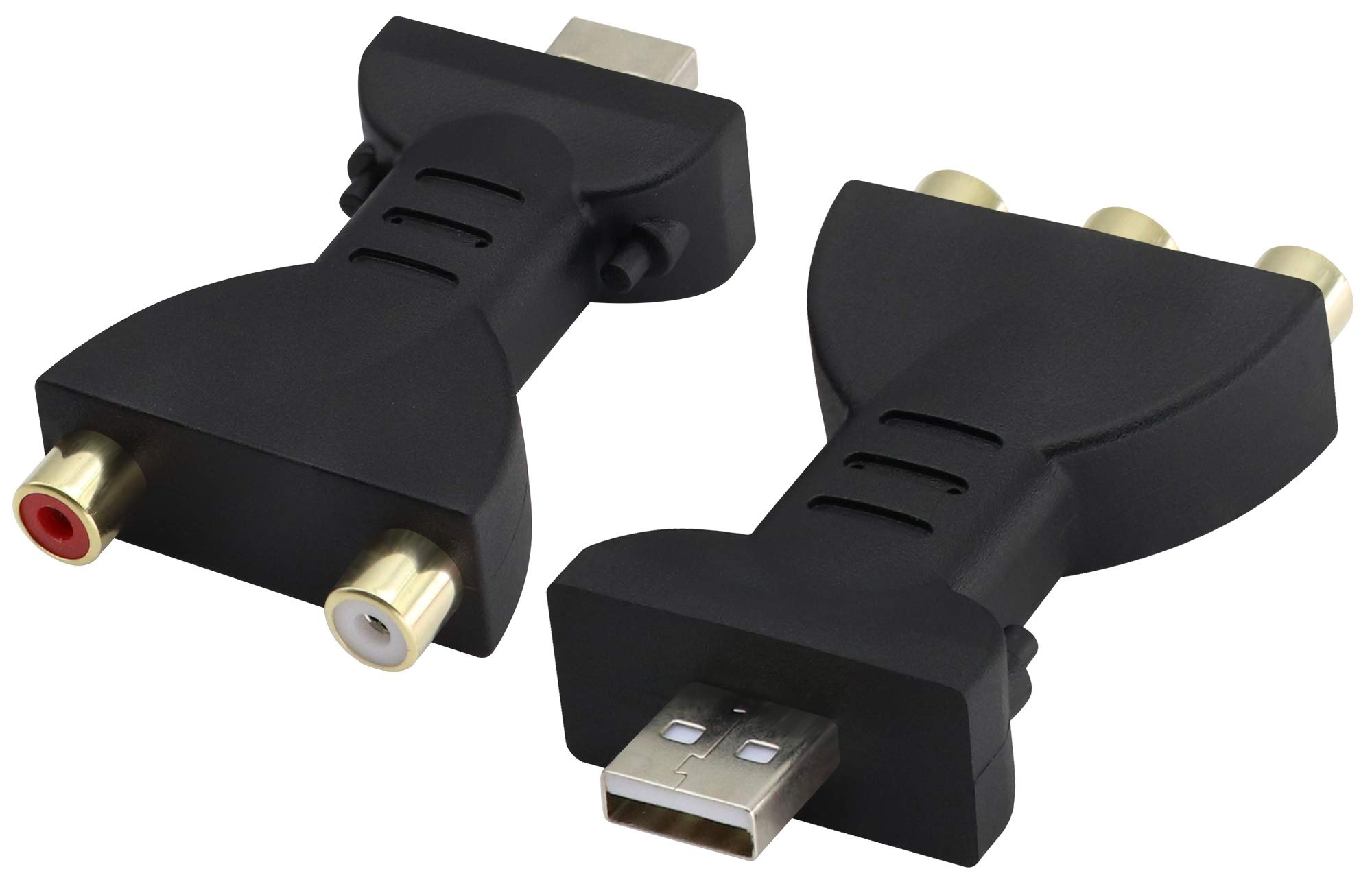 zdyCGTime 2 USB 2.0-Stecker auf 2/3RCA-Buchse Splitter Audio-Video AV Composite Adapter, 1080P AV auf USB-Kabel, geeignet für PC, Laptop, HDTV, DVD, Projektor und andere Geräte.