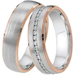 Trauring DOOSTI "Schmuck Geschenk Silber 925 Trauring Ehering Partnerring LIEBE" Gr. 60, rosa (silberfarben, roségoldfarben), Fingerringe, 60, ohne Zirkonia, Silber 925 (Sterlingsilber), 5,5mm, Made in Germany - wahlweise mit oder ohne Zirkonia