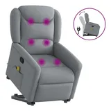 vidaXL Massagesessel mit Aufstehhilfe Hellgrau Stoff