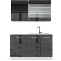 Vicco Küchenzeile Fame-Line 140 cm Anthrazit Hochglanz/Weiß