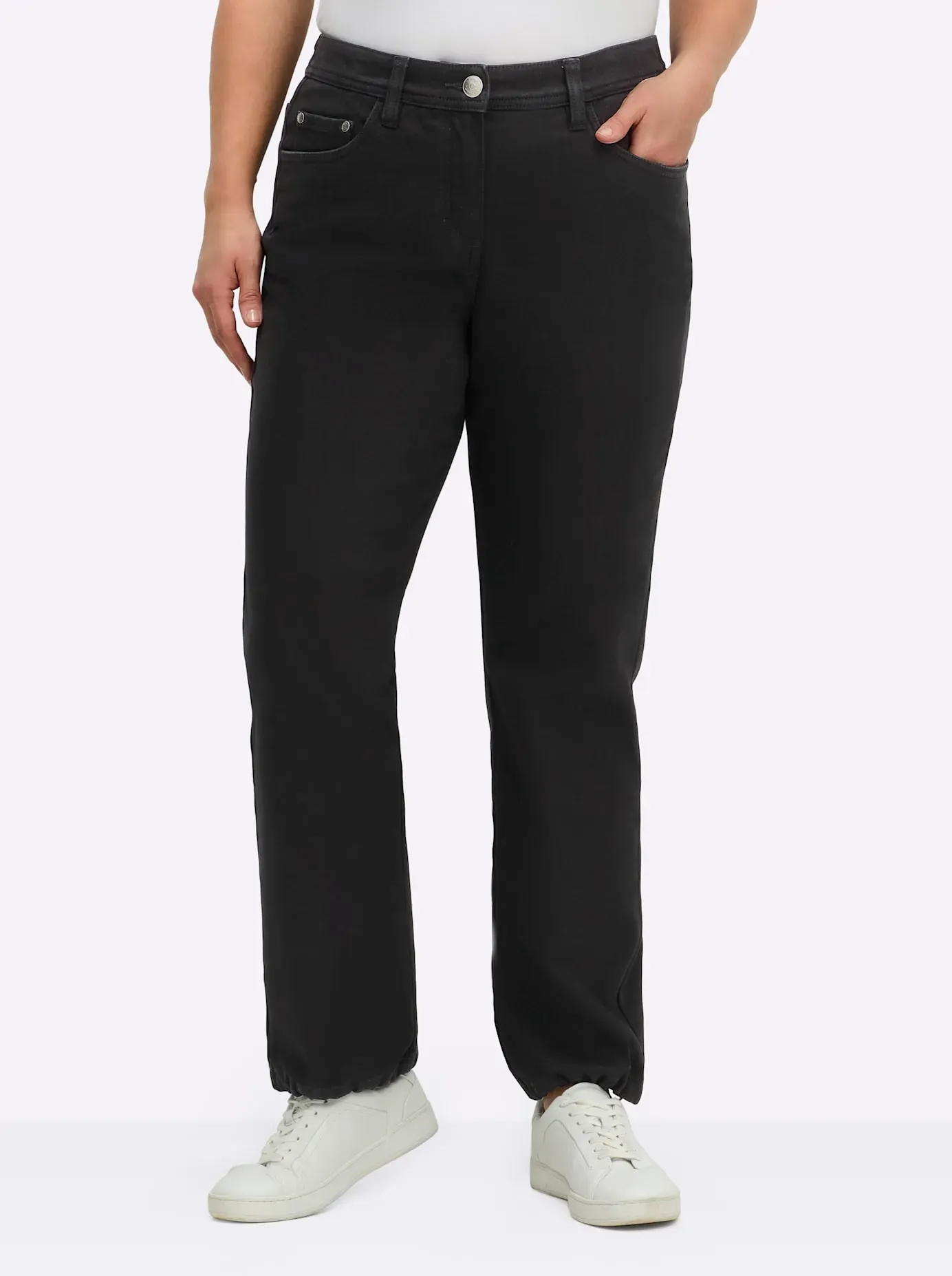 Thermohose SHEEGO, Damen, Gr. 58, Normalgrößen, schwarz, 66% Baumwolle, 32% Polyester, 2% Elasthan, unifarben, Hosen Thermohose