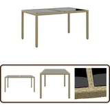 Vidaxl - Gartentisch 150x90x75 cm Hartglas und Poly Rattan Beige - Gartentisch - Outdoor-Tisch - Polyrattan Tisch - Gartenmöbel - Balkonmöbel