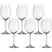 LEONARDO Chateau Weißwein-Gläser, 6er Set, spülmaschinenfeste Wein-Gläser, Wein-Kelch mit gezogenem Stiel, Wein-Glas mit Gravur, 410 ml, 035301