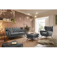 KAWOLA Sitzgruppe CHARME Sofa Sessel Hockerbank Cord grau