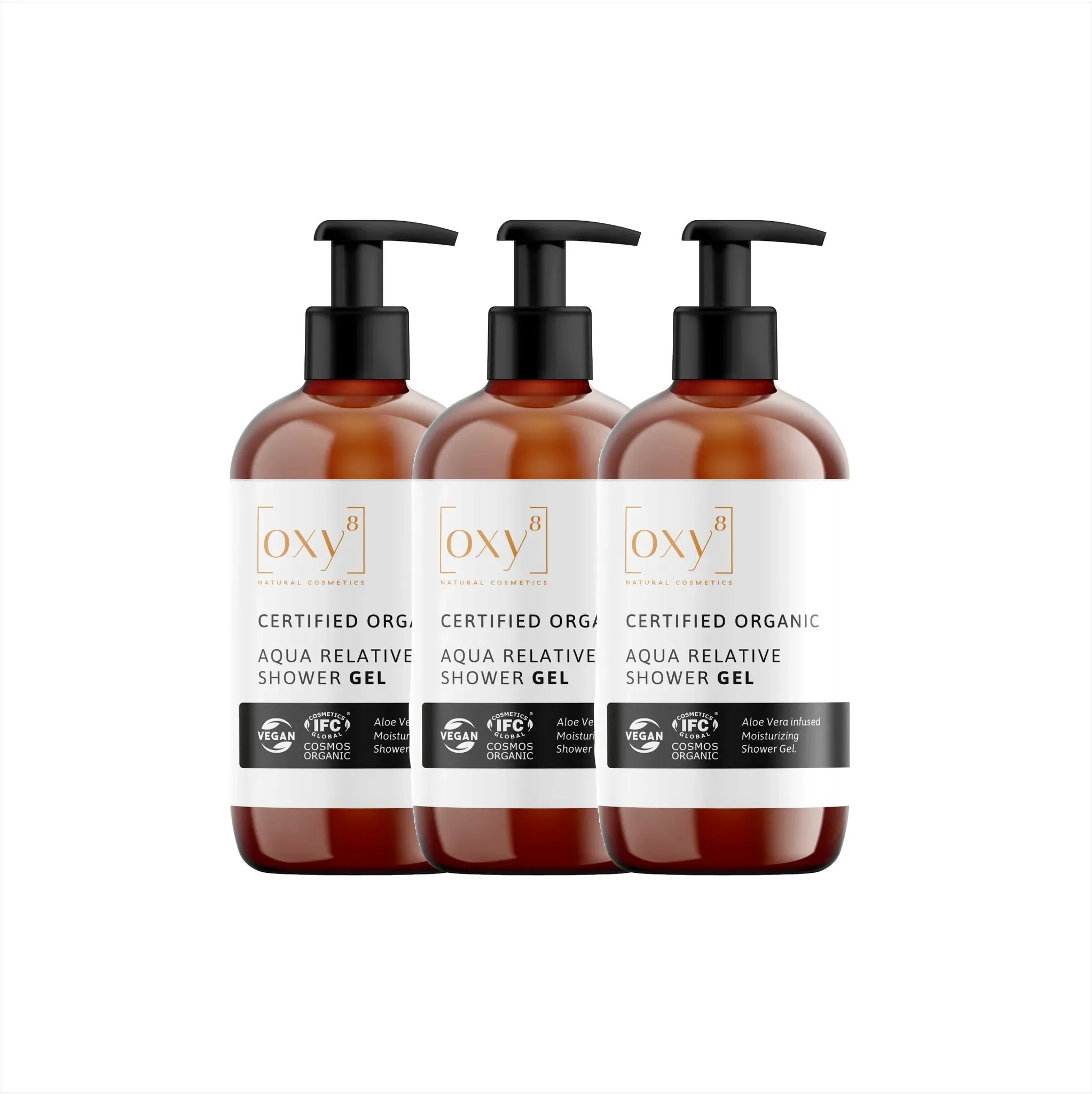 oxy8 Naturkosmetik Aqua Relative Shower GEL - Duschgel Sparset 3er Packung 750 ml Unisex