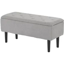 Homcom Sitzbank mit Stauraum, Bettbank, Polsterbank mit Klappdeckel, Samtoptik, Truhenbank, für Wohnzimmer, Schlafzimmer, Grau, 95 x 38 x 45 cm