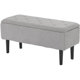 Homcom Sitzbank mit Stauraum, Bettbank, Polsterbank mit Klappdeckel, Samtoptik, Truhenbank, für Wohnzimmer, Schlafzimmer, Grau, 95 x 38 x 45 cm