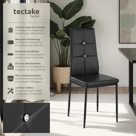 Tectake tectake® Set Esszimmerstuhl gepolstert mit Kunstlederbezug, 40 x 42 x 97 cm