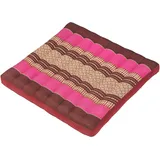 Handelsturm Thai Sitzkissen 50x50, Auflage mit hochwertiger Füllung aus Kapok, Thaikissen Sitz Burgunder rot und pink, quadratisches Bodenkissen