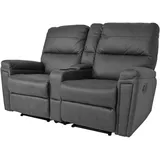Mendler 2er Kinosessel HWC-K17, Relaxsessel Fernsehsessel Sofa, Nosagfederung Getränkehalter Fach ~ Stoff/Textil dunkelgrau