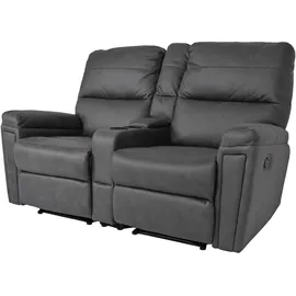 Mendler 2er Kinosessel HWC-K17, Relaxsessel Fernsehsessel Sofa, Nosagfederung Getränkehalter Fach ~ Stoff/Textil dunkelgrau