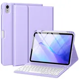 drivego Hülle mit Tastatur für iPad A16 11 Generation 2025/10 Generation 2022(11/10.9 Zoll), Magnetische Anti-Detach Tastatur Hülle für iPad 11./10. Gen, QWERTZ Layout Keyboard, Lavendel