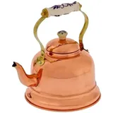 ich-zapfe.de Wasserkessel, Teekessel - aus Kupfer, mit Porzellanhenkel, 1,5L