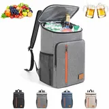 XIUWOUG Kühlrucksack Klein, Isolierrucksack 20L – Kühltasche Rucksack bis 12 Std. Kalt & Warm – wasserdichte Rucksack mit Kühlfach für Picknick, Büro, Schule, Baustelle, Camping,Grau