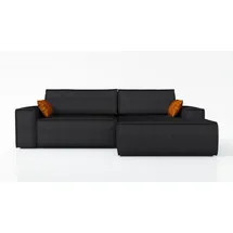 mebloland Ecksofa TOR mit Schlaffunktion. Farbe: Black. - Schwarz