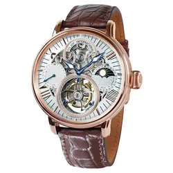 Poljot International 3360.T88-SR Herrenuhr Tourbillon Skeleton Braun/Rotgoldfarben