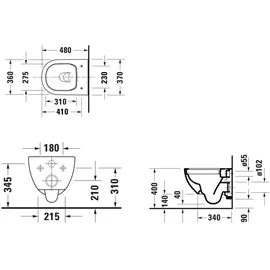 Duravit D-Code Wand-WC mit WC-Sitz Weiß Hochglanz