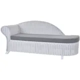 Rattan-Liege/Links/  Elegance Chaiselongue Lounge mit Polster (Weiss)