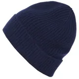 Zwillingsherz Strickmütze Zwillingsherz Ribbed Beanie 100% Kaschmir mit breitem geripptem Umschlag blau