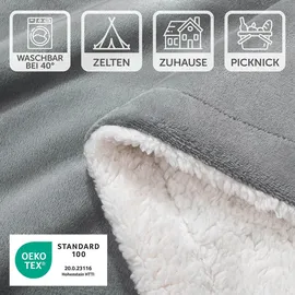 Blumtal Kuscheldecke flauschig - Wohndecke Kuscheldecke 220x240 cm OEKO-TEX zertifizierte Fleecedecke 220x240 cm - Wohn- & Kuscheldecke - Wolldecke 220x240 - Plüschdecke in Anthrazit