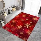 Teppich Wohnzimmer Weihnachtsdekorationen Schneeflocken Sterne Teppich Flauschig Schlafzimmer Teppich Weich Esszimmer Teppich Outdoor Teppich Waschbarer Teppiche Rutschfest Teppich 80 x 150 cm