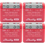 Shelly Relais 1PM Mini Gen4, 8 A, WLAN, Bluetooth, rot, 4 Stück