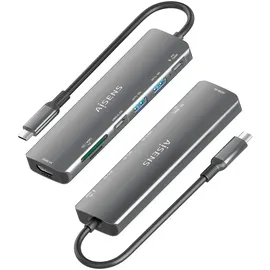 AISENS ASUC-7P026-GR USB-C Dockingstation + USB Hub, Grau