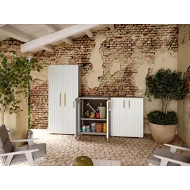 MID.YOU Mehrzweckschrank, Sand, beige Kunststoff, 80x98x45 cm, Waschküche, Mehrzweckschränke