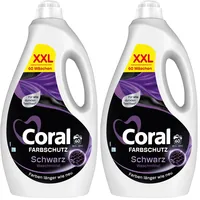 Coral Colorwaschmittel Black Velvet Flüssigwaschmittel für länger intensives Schwarz mit Farbpflege-Kraft natürlicher Herkunft 60 WL (Packung mit 2)