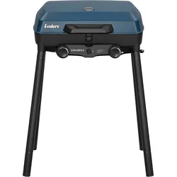 Gasgrill ENDERS "Explorer II", schwarz, blau, B:59cm H:78cm T:48cm, Grills, 2 Brenner für indirektes und direktes Grillen und Backen​