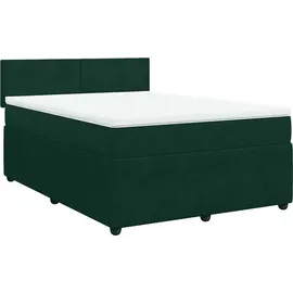 vidaXL Boxspringbett 140 x 200 cm Dunkelgrün
