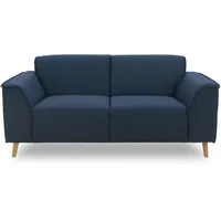 DOMO. collection Sofa Jules FK 2 Sitzer, 2er Couch in skandinavischer Optik, mit Federkernpolsterung, Garniur mit Holzfüßen, 178 x 90 x 81 cm (BxTxH), in dunkelblau