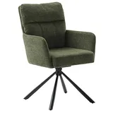 MCA Furniture Esszimmerstuhl, Chenilleoptik, (2er-Set), drehbar - Olive / Schwarz