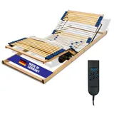 Lattenrost e-Rost mit Motor, Coemo, Kopfteil motorisch verstellbar, Fußteil motorisch verstellbar, elektr. Lattenrost 90x200 stufenlos verstellbar, Not-Aus, MONTIERT 90 cm x 200 cm x 9 cm